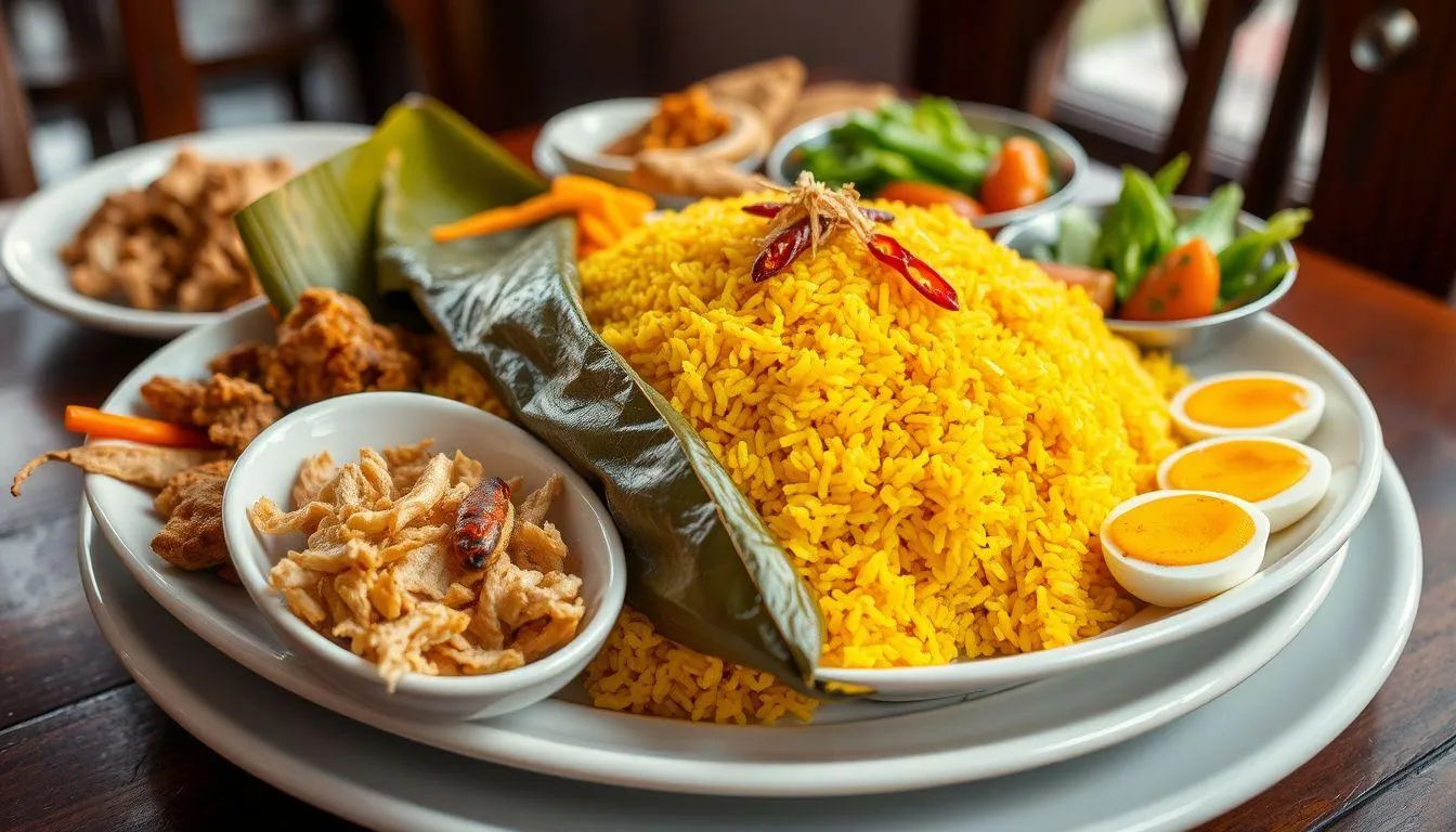 Variasi dan Pelengkap Nasi Kuning (c) Ilustrasi AI