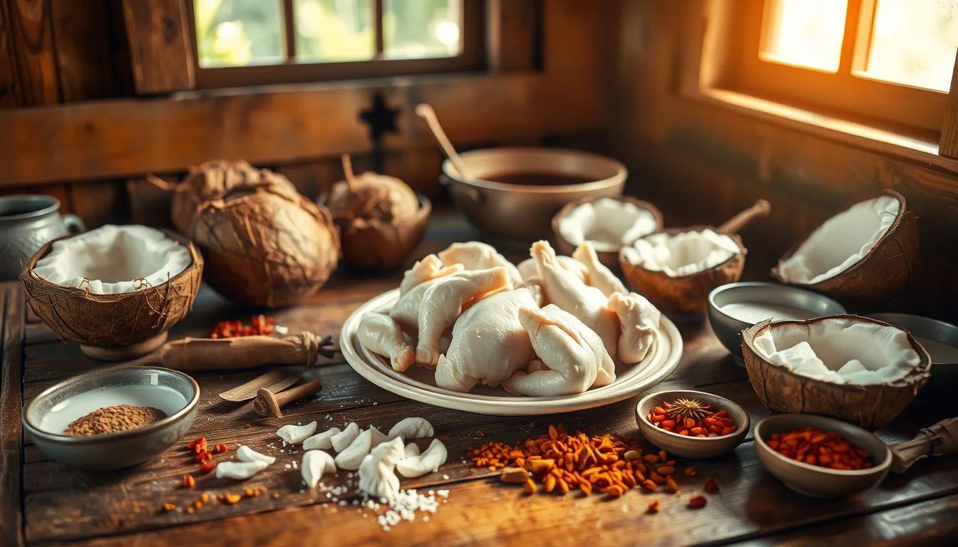 Bahan-Bahan yang Diperlukan untuk Membuat Opor Ayam (c) Ilustrasi AI