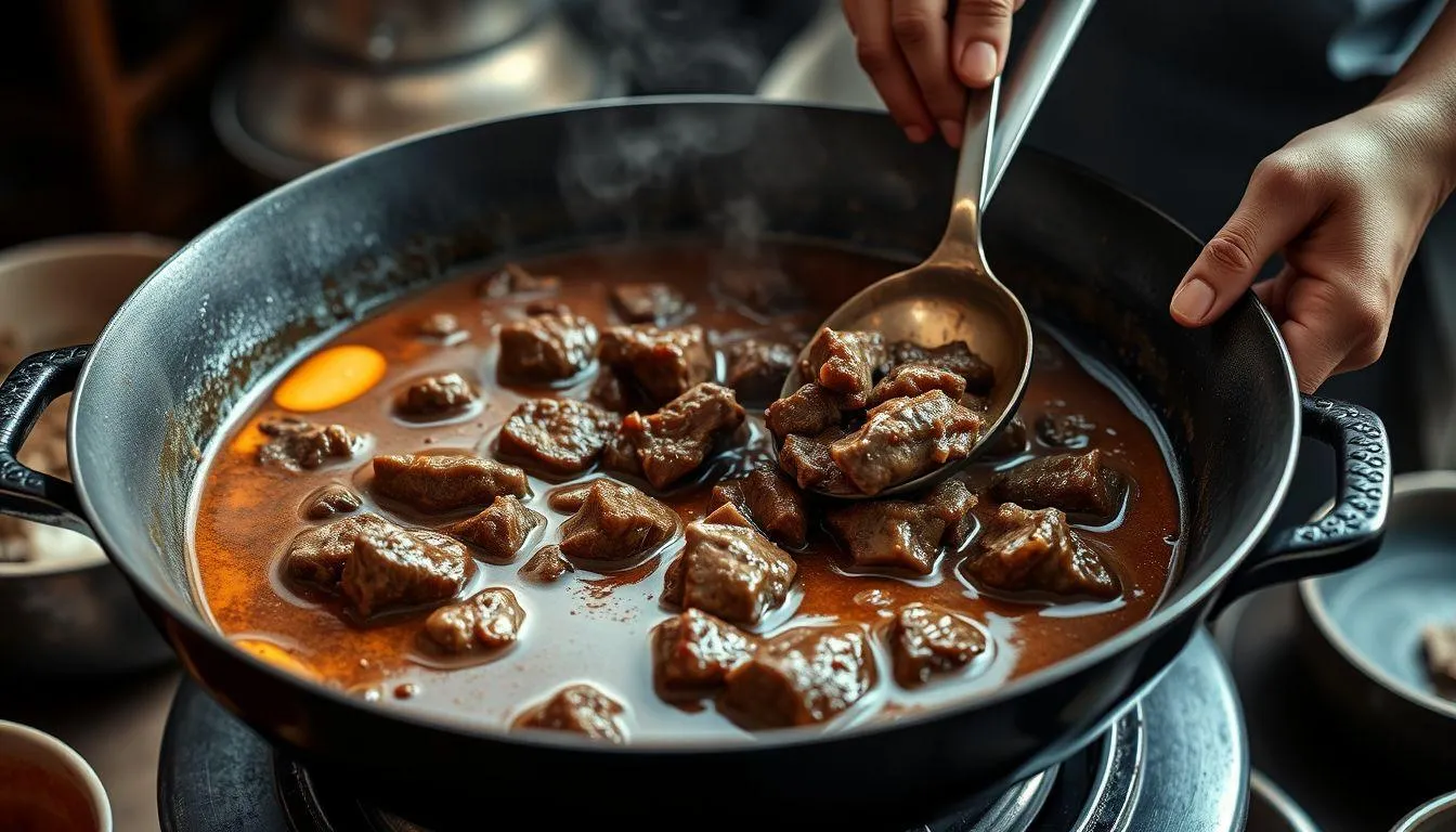 6. Mengaduk Rendang dengan Benar (c) Ilustrasi AI