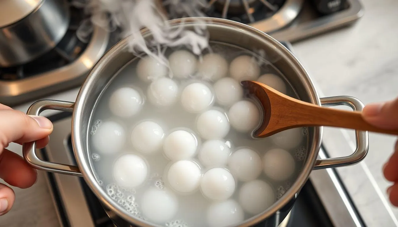 Teknik Merebus Sagu Mutiara dengan Metode Dua Kali Rebus (c) Ilustrasi AI