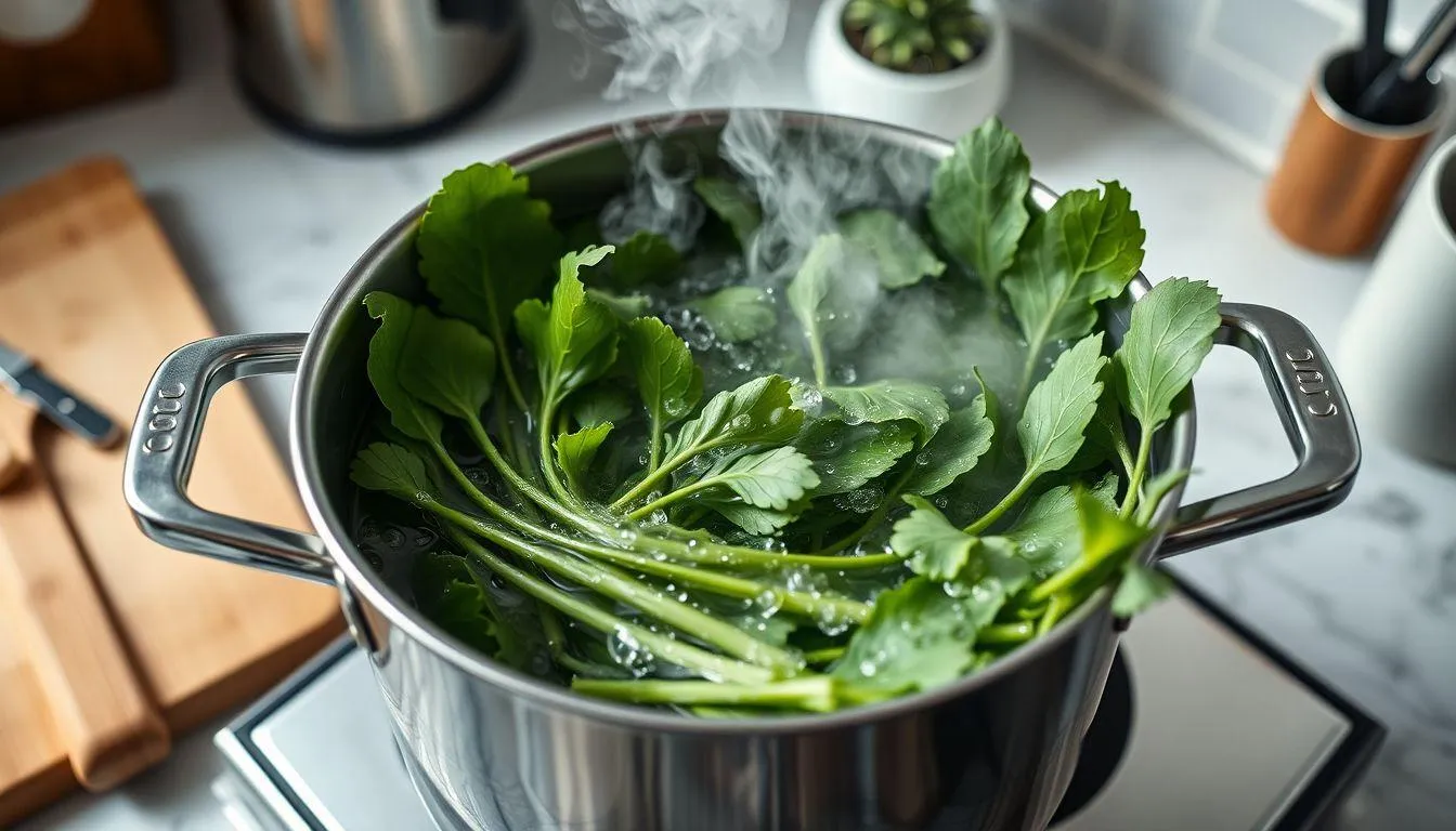 Metode Memasak Sawi dengan Air Mendidih (c) Ilustrasi AI