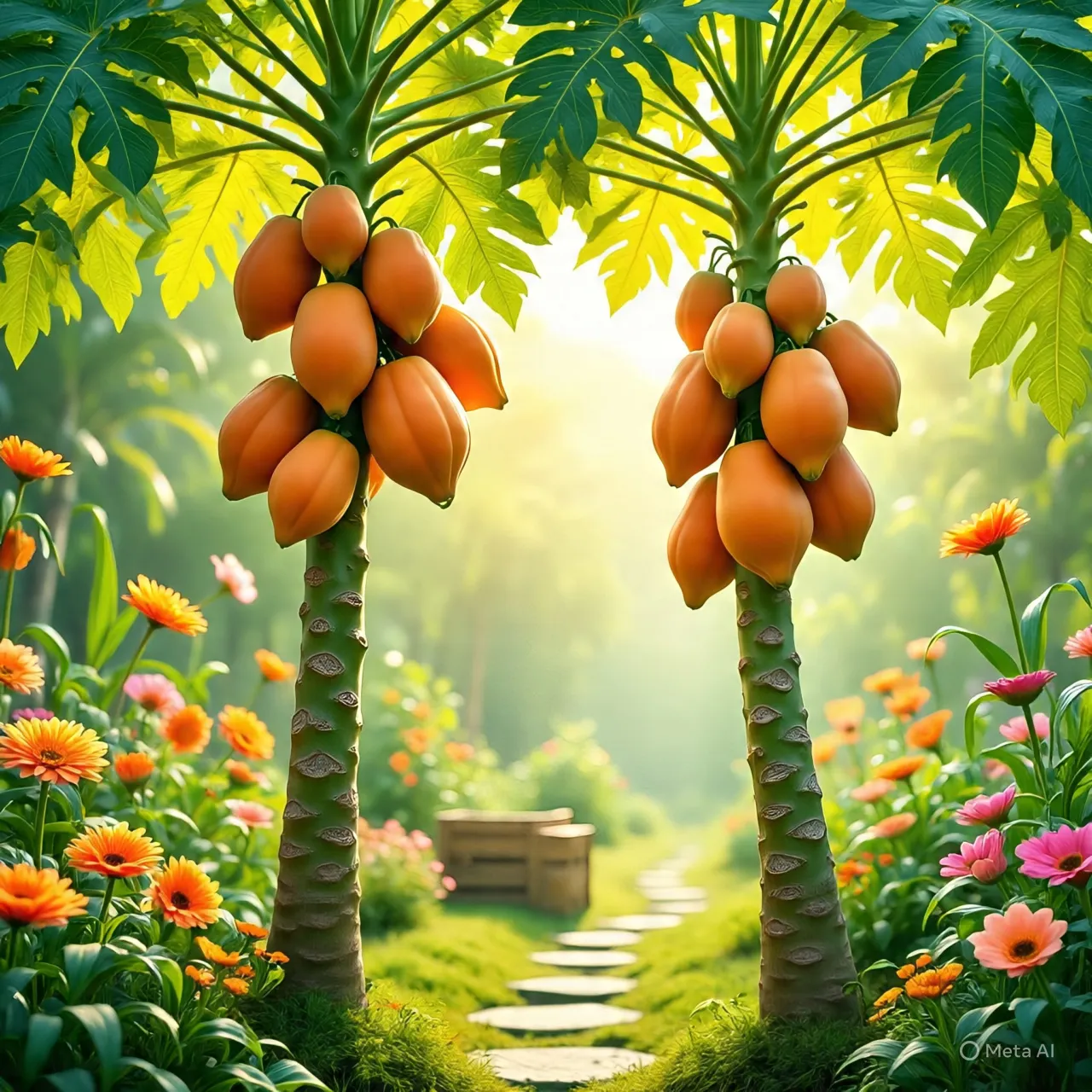 Mengenal Perbedaan Pepaya Jantan dan Betina (c) Ilustrasi AI