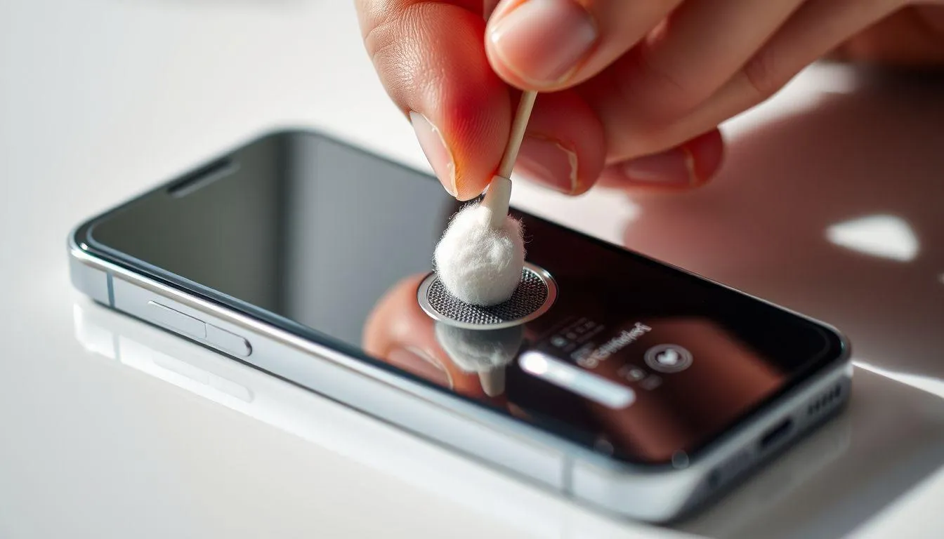 Cara Membersihkan Speaker HP dengan Cotton Buds (c) Ilustrasi AI