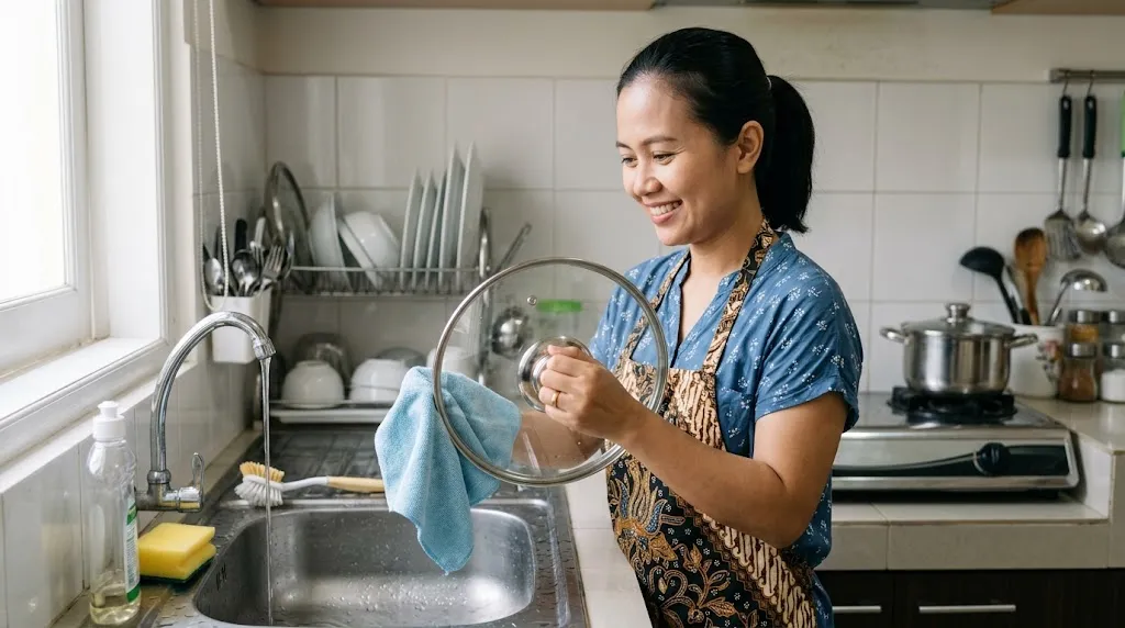 Cara Membersihkan Tutup Panci Berminyak/AI Generated
