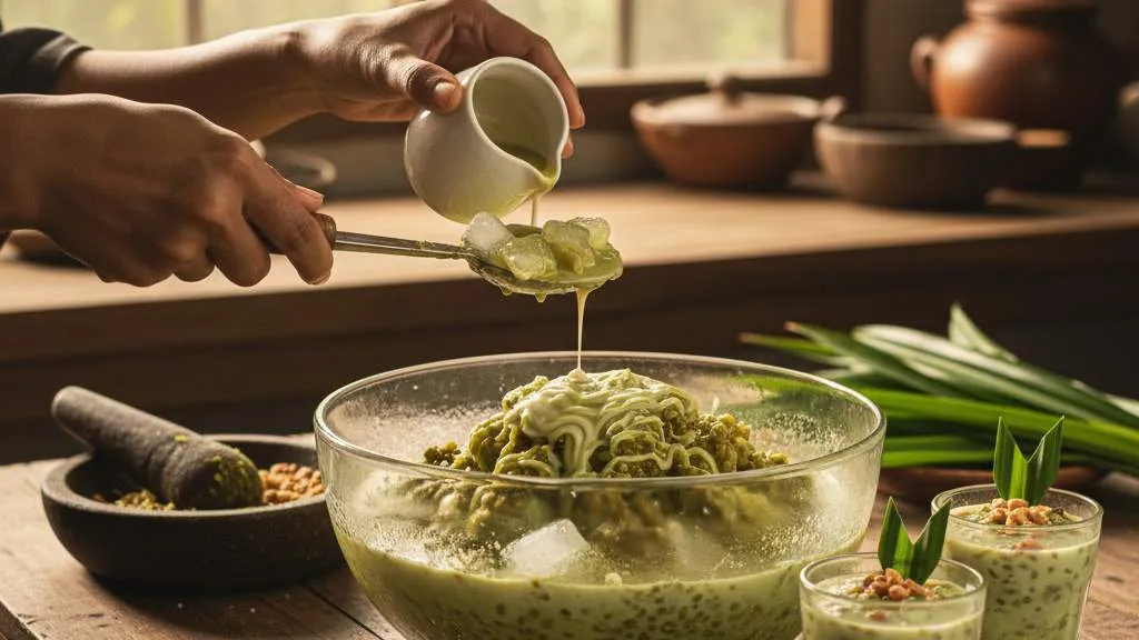 Langkah-Langkah Cara Membuat Es Kacang Hijau Klasik (c) Ilustrasi AI