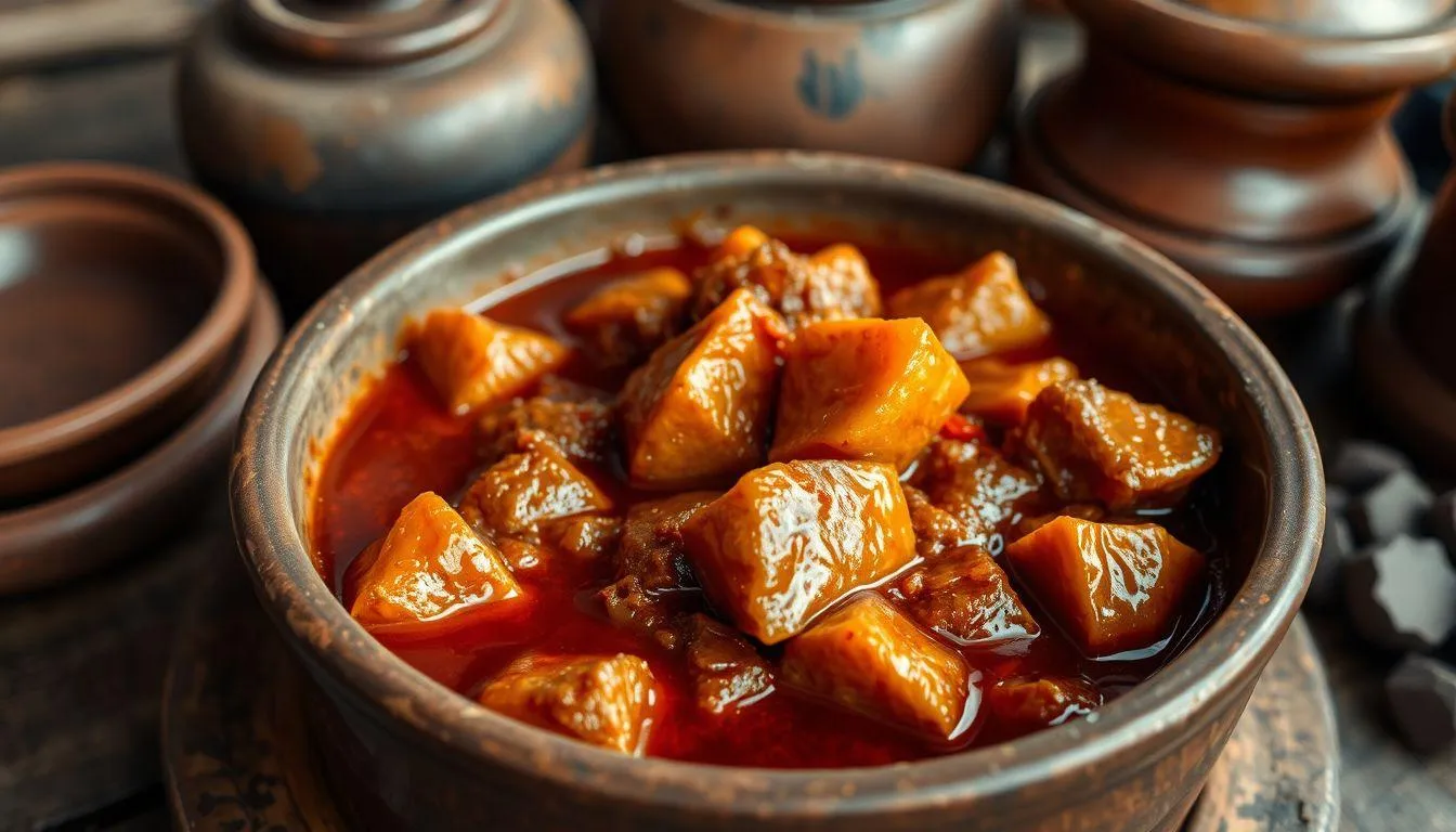 Pengertian dan Asal Usul Warna Merah pada Gudeg (c) Ilustrasi AI