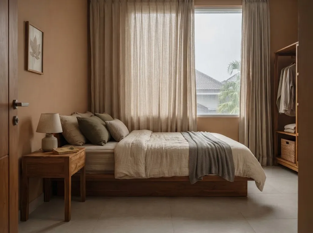 Cara membuat kamar tidur terasa hangat saat hujan (AI generated)