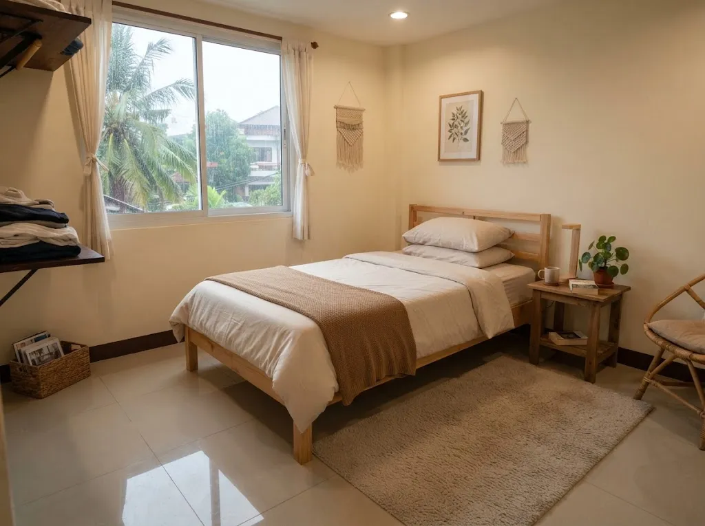 Cara membuat kamar tidur terasa hangat saat hujan (AI generated)