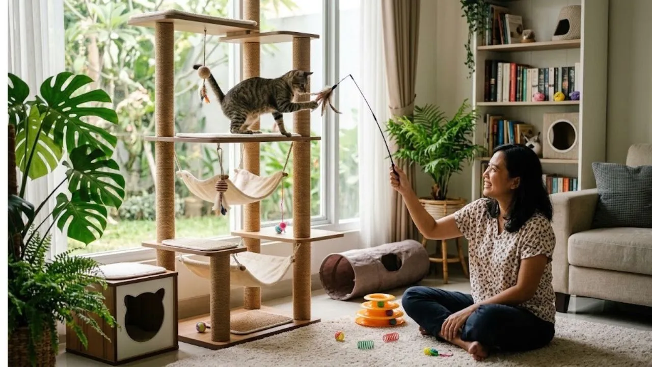 Cara Membuat Kucing Tidak Bosan Meski Tinggal di Dalam Rumah/AI Generated