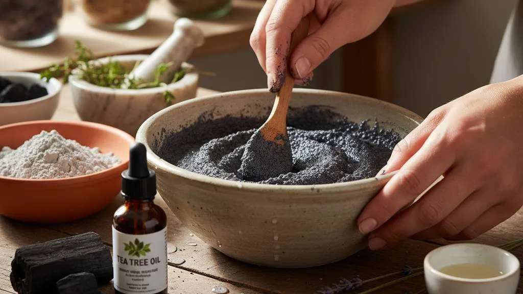 Masker Clay dan Charcoal untuk Pembersihan Mendalam (c) Ilustrasi AI