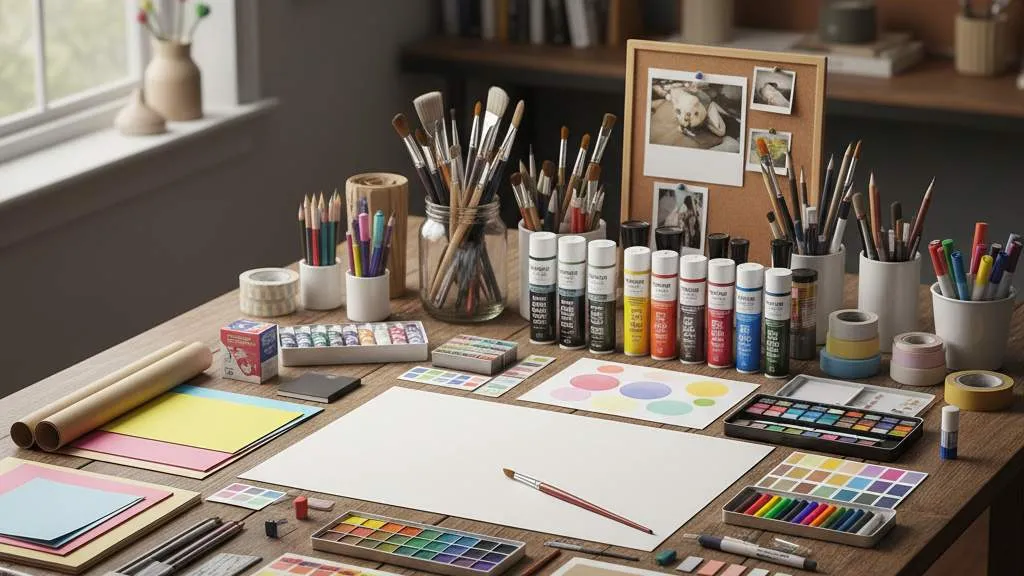 Persiapan Alat dan Bahan untuk Membuat Poster (c) Ilustrasi AI