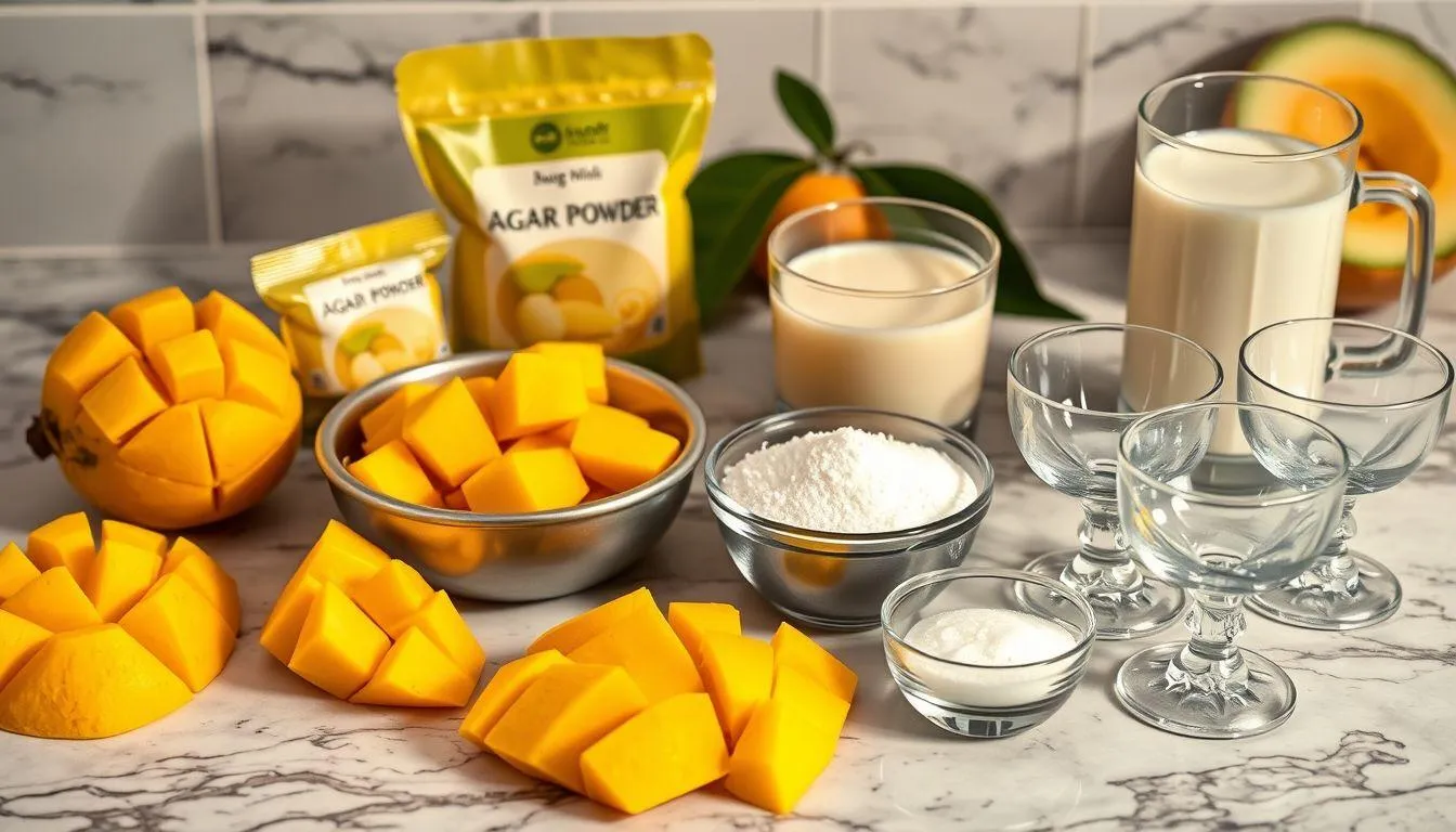 Bahan-Bahan Dasar untuk Membuat Puding Mangga (c) Ilustrasi AI