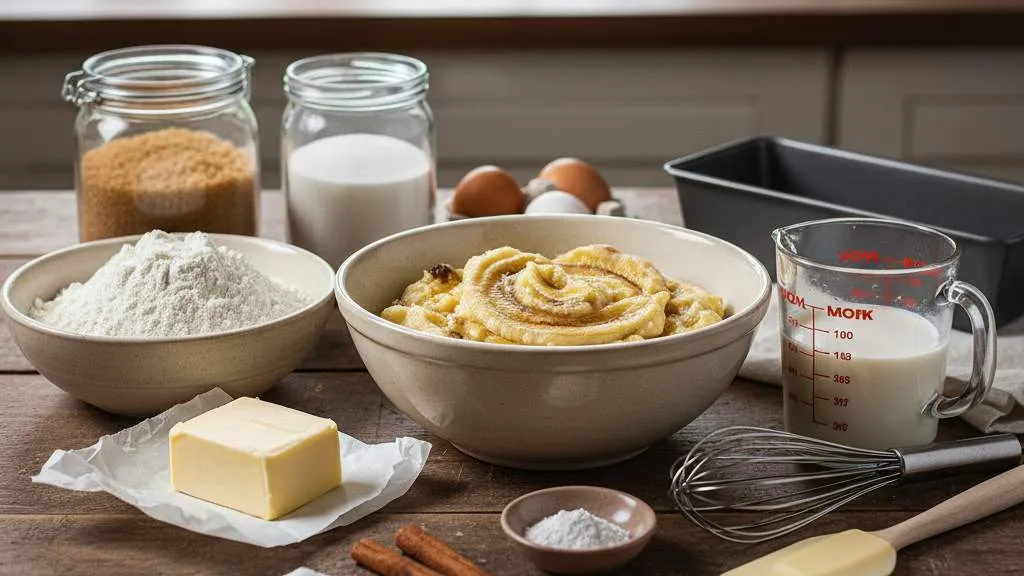 Bahan-Bahan Dasar untuk Roti Pisang Lembut (c) Ilustrasi AI