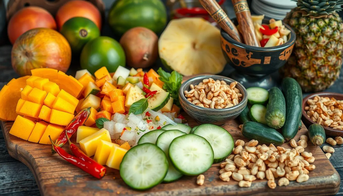 Bahan-Bahan Utama untuk Membuat Rujak Buah (c) Ilustrasi AI