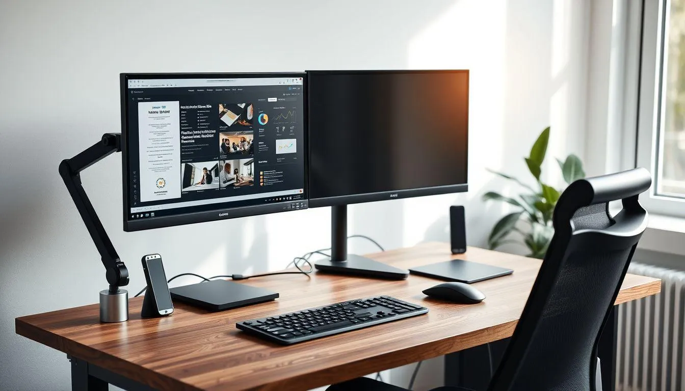 Set Up Monitor dan Perangkat Teknologi Pendukung (c) Ilustrasi AI