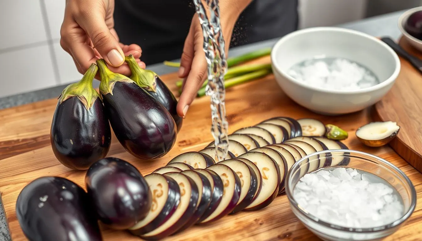 Langkah-Langkah Persiapan Terong (c) Ilustrasi AI