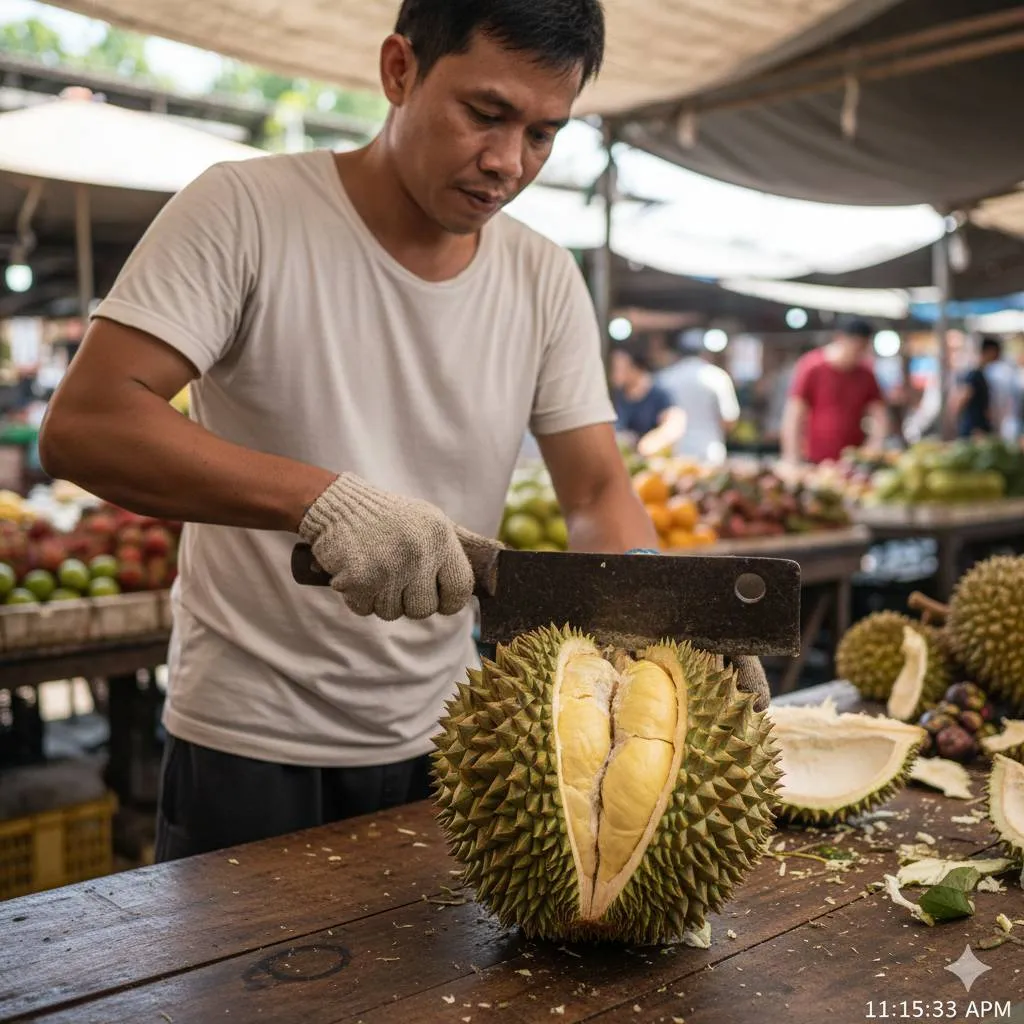 Cara Memilih Durian yang Matang dan Siap Dibuka (c) Ilustrasi AI