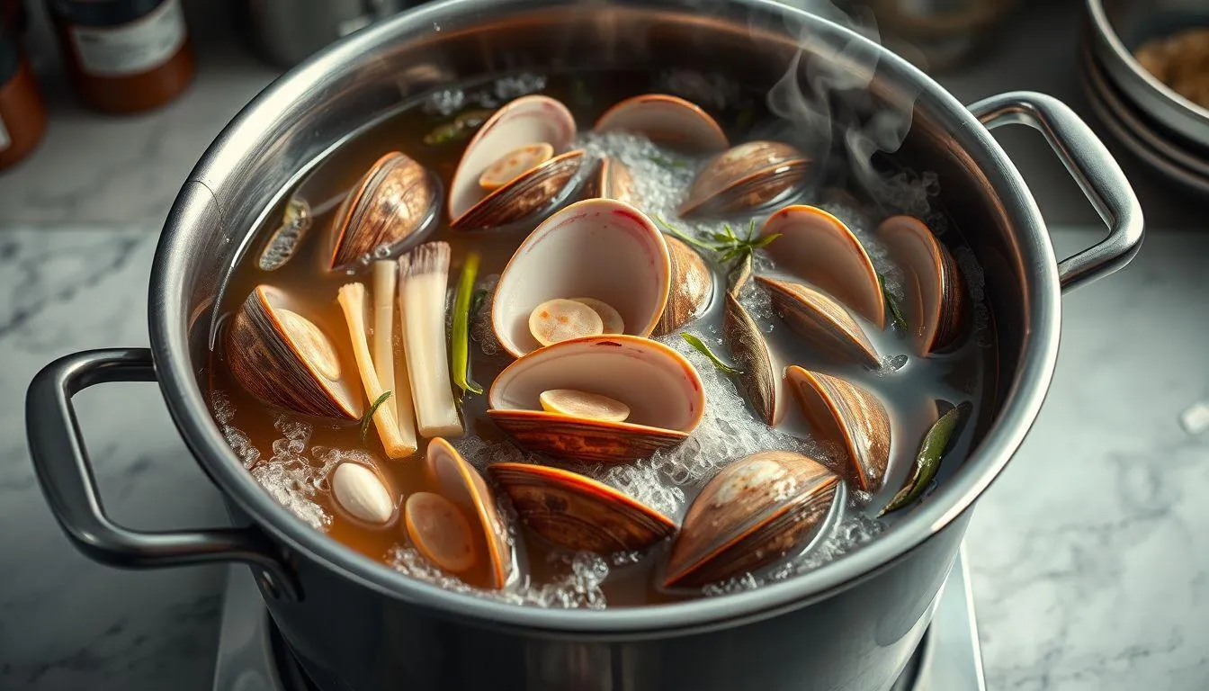 Cara Membuka Kerang Dara dengan Metode Perebusan (c) Ilustrasi AI