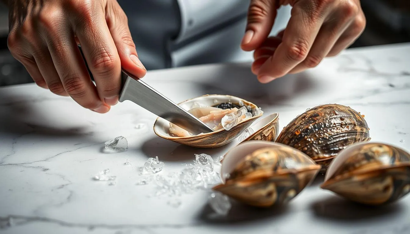 Cara Membuka Kerang Dara dengan Pisau (c) Ilustrasi AI