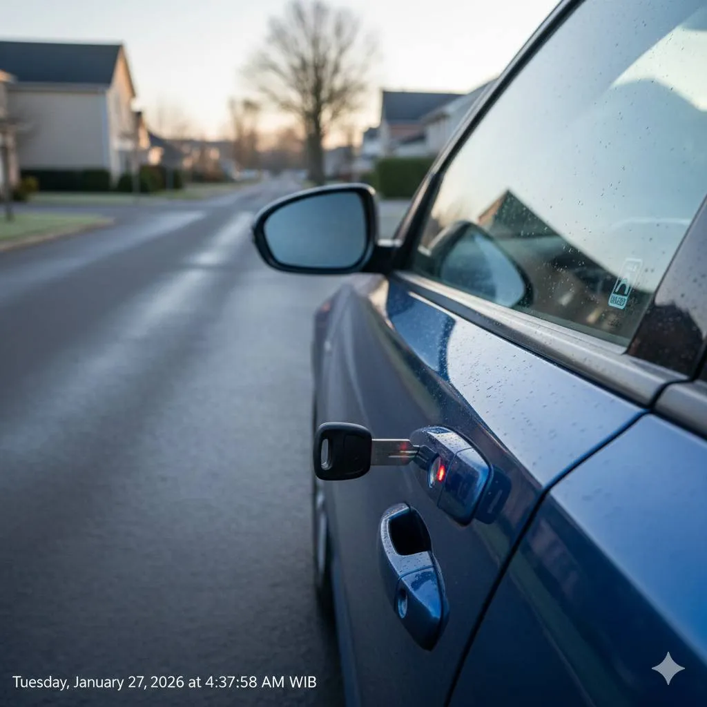 Cara Membuka Pintu Mobil yang Terkunci dengan Alat Sederhana (c) Ilustrasi AI