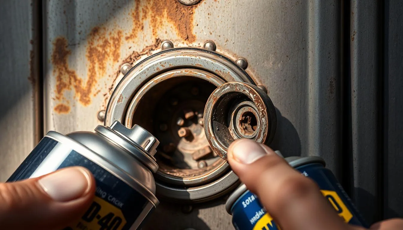 Menggunakan Pelumas untuk Mengatasi Kunci yang Macet (c) Ilustrasi AI