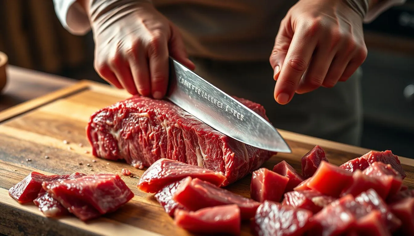 6. Perhatikan Cara Memotong Daging untuk Hasil Optimal (c) Ilustrasi AI