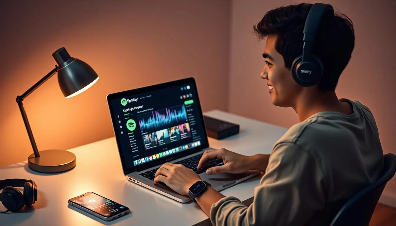 Menggunakan Web Player Spotify (c) Ilustrasi AI