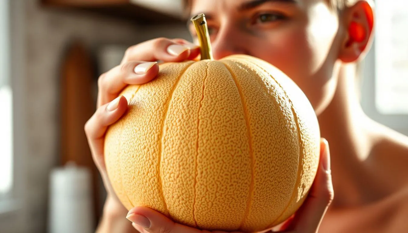 Mencium Aroma dan Memeriksa Tangkai Melon (c) Ilustrasi AI