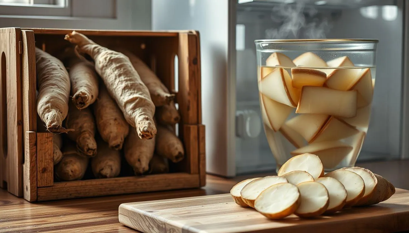 Cara Menyimpan Singkong agar Tetap Segar (c) Ilustrasi AI