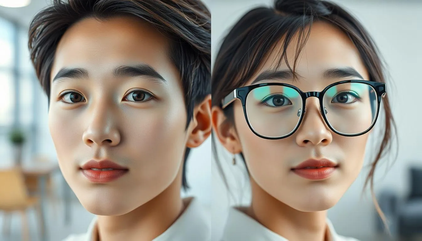 Perbedaan Softlens Minus dengan Kacamata Minus (c) Ilustrasi AI