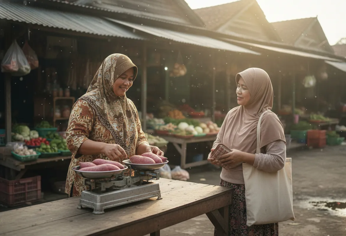 menjual ubi ungu - image by AI