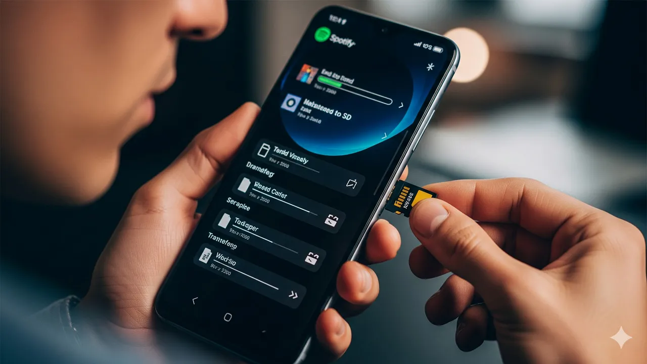 Langkah-Langkah Memindahkan Lagu Spotify ke SD Card di Android (c) Ilustrasi AI
