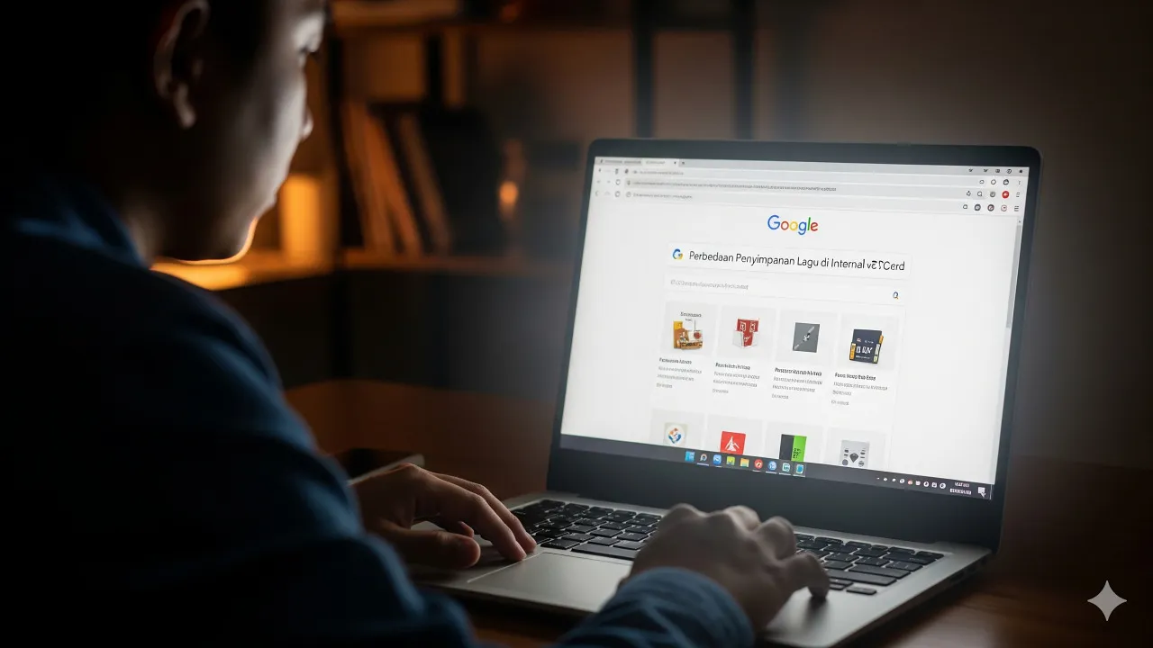 Perbedaan Penyimpanan Lagu di Internal vs SD Card (c) Ilustrasi AI