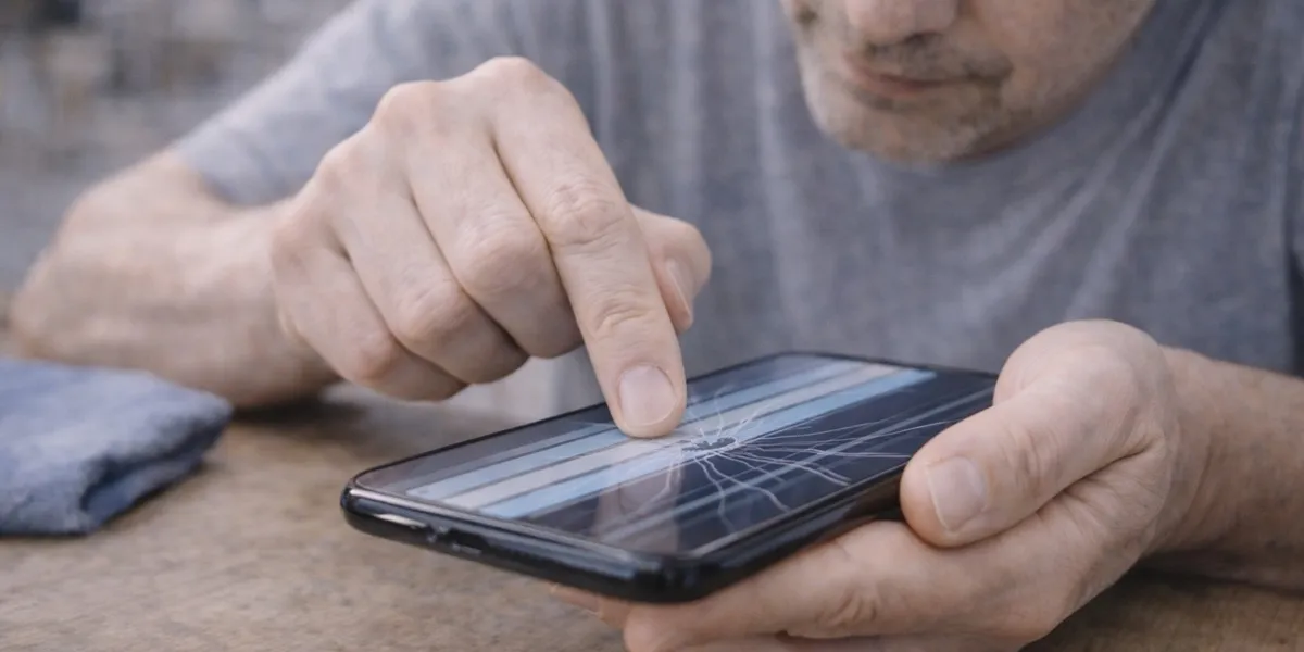 4. Tekan Layar LCD dengan Lembut (c) Ilustrasi AI