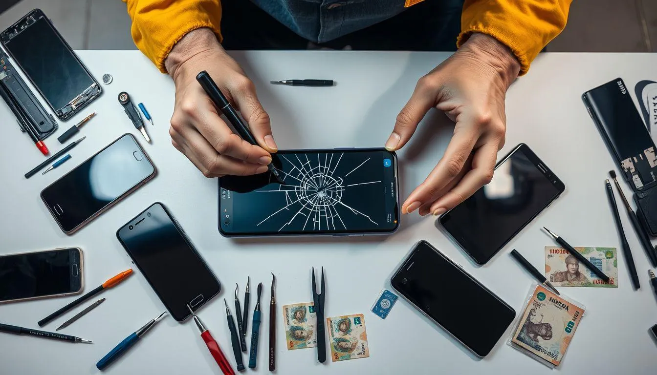 Biaya Perbaikan LCD Berdasarkan Tingkat Kerusakan (c) Ilustrasi AI