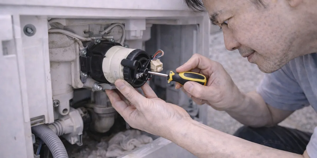 4. Memeriksa dan Memperbaiki Motor Drain (c) Ilustrasi AI