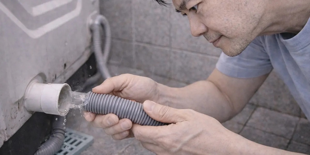 5. Memeriksa Posisi dan Kondisi Selang Pembuangan (c) Ilustrasi AI