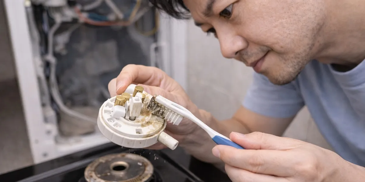 2. Membersihkan Komponen Pressure Switch dari Kotoran (c) Ilustrasi AI