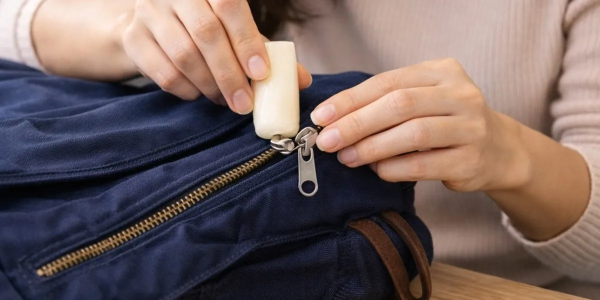 Cara Memperbaiki Resleting Tas yang Dol Menggunakan Lilin atau Krayon  (c) Ilustrasi AI