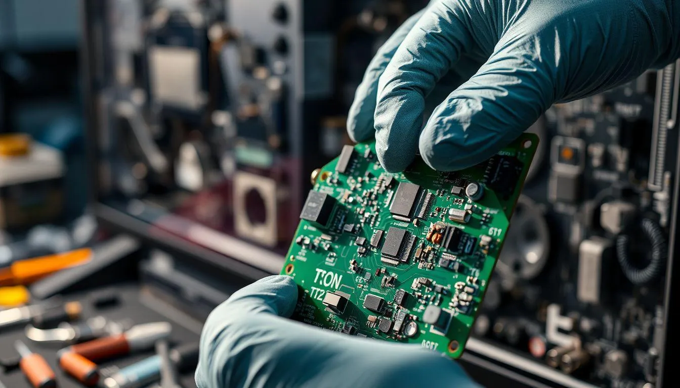 7. Memeriksa Komponen T-Con Board (c) Ilustrasi AI