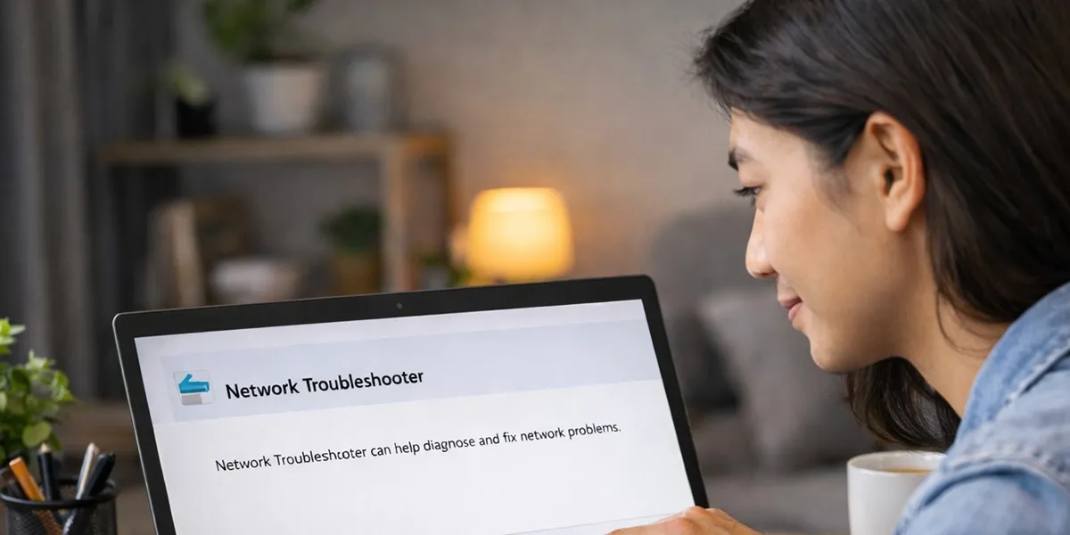 Menjalankan Network Troubleshooter(c) Ilustrasi AI