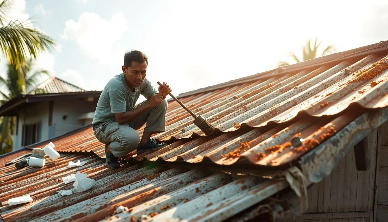 Langkah-Langkah Menambal Seng Bocor (c) Ilustrasi AI