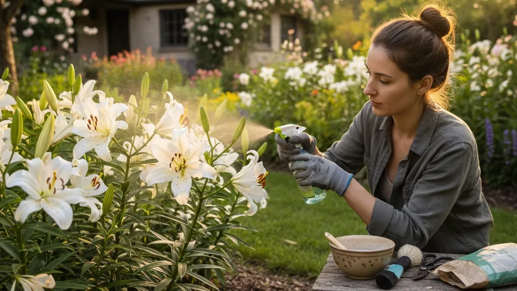 Mengatasi Hama dan Penyakit pada Bunga Lily (c) Ilustrasi AI