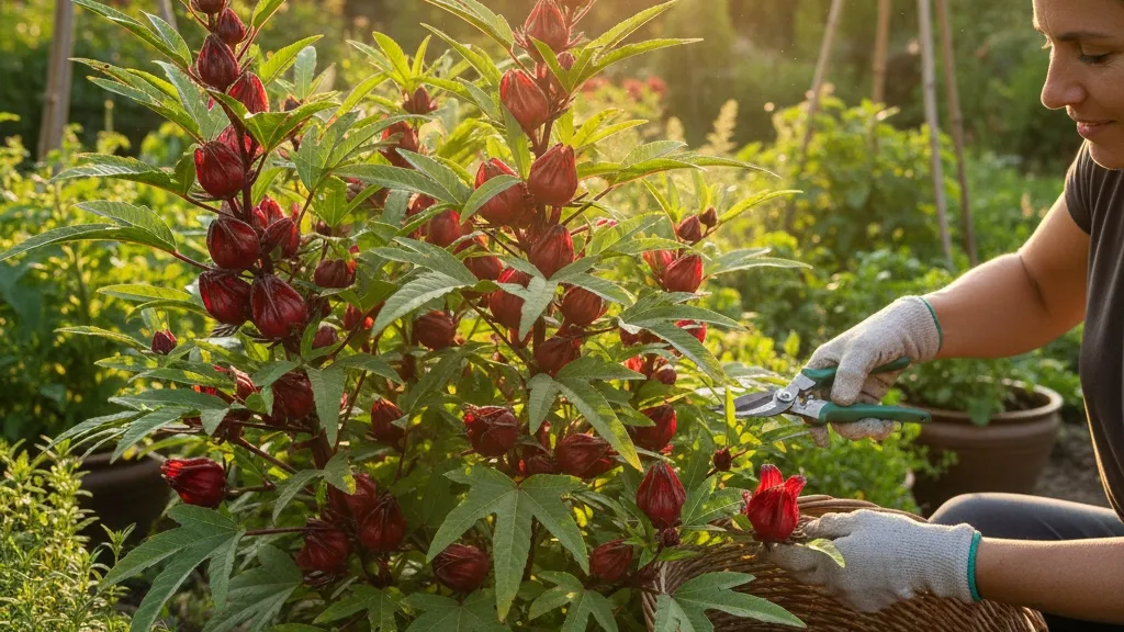 Pemanenan Bunga Rosella (c) Ilustrasi AI