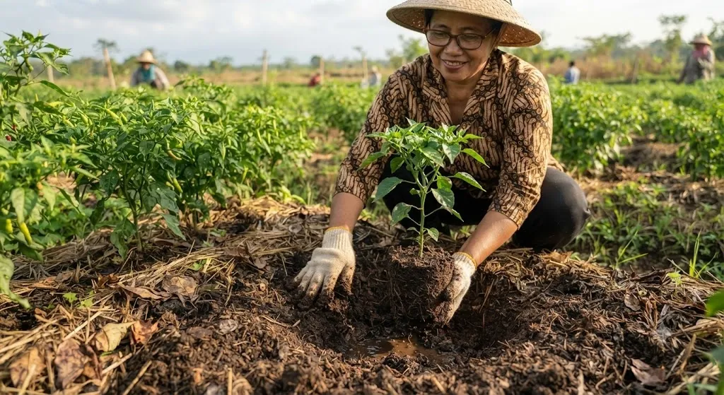menanam di kebun sendiri (AI Generated)
