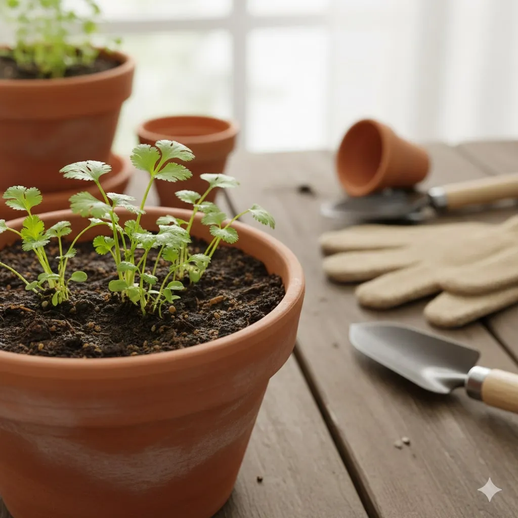 Teknik Penanaman Biji Ketumbar yang Benar (c) Ilustrasi AI