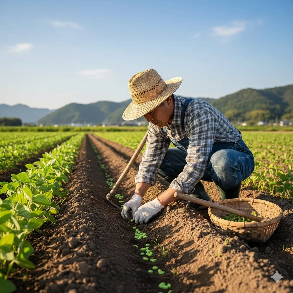 Teknik Penanaman Benih Edamame yang Benar (c) Ilustrasi AI