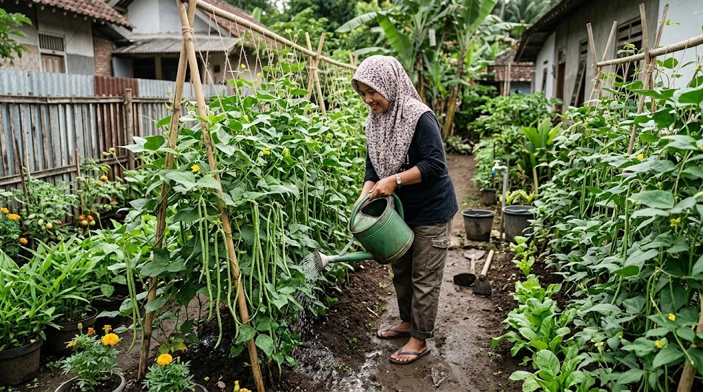 Cara Menanam Kacang Panjang di Lahan Sempit/AI Generated