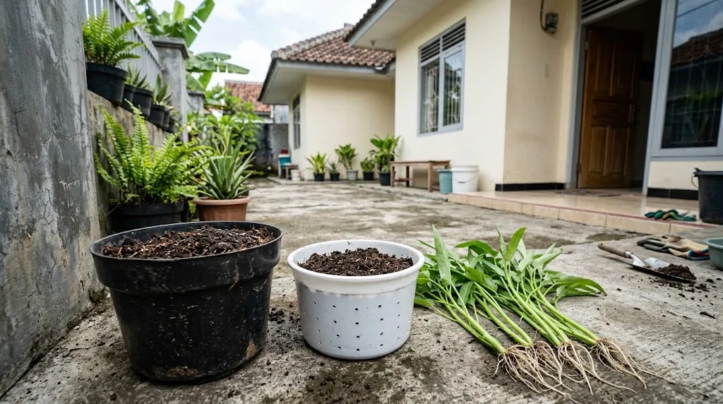 Siapkan Pot dan Media Tanam. (Gambar: AI Generated)