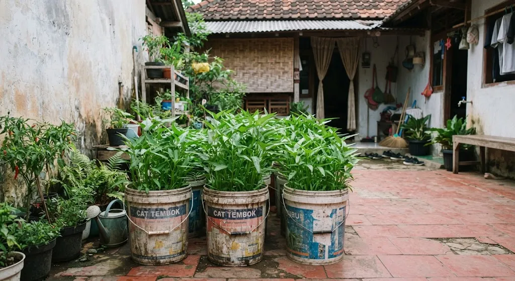 Kangkung di ember (AI generated)